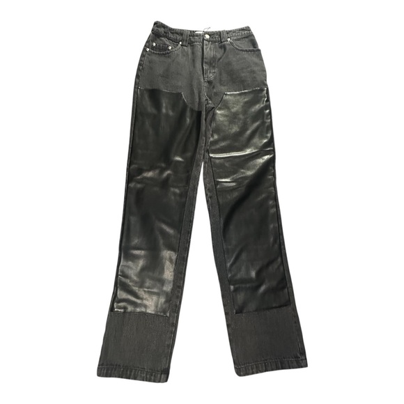 Avec Les Filles Faux Leather Trim Straight Leg Pants. Sz: 28/US 6 - Picture 6 of 10